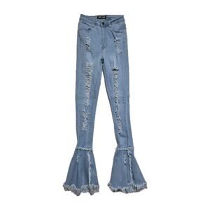 JC & JQ Bell Bottom Flare Stretch Blue Jean Small Tall Boho Western High Rise